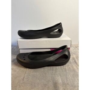 Crocs Kadee Women Black Ballet Flats Slip On Comfort Shoes size 11 11215